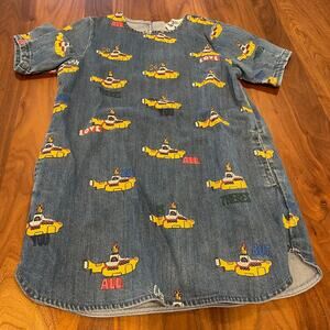 Stella McCartney Blue Denim Dress with Yellow Submarine Print